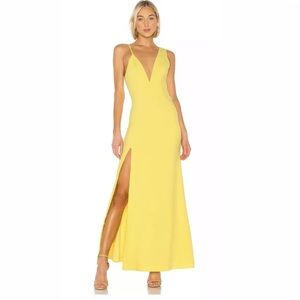 NBD Revolve gown dress small yellow